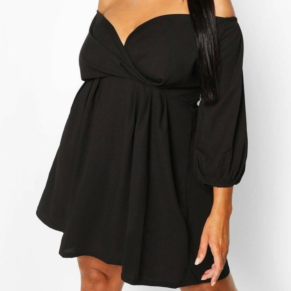 Women's Plus Off The Shoulder Mini Dress Black